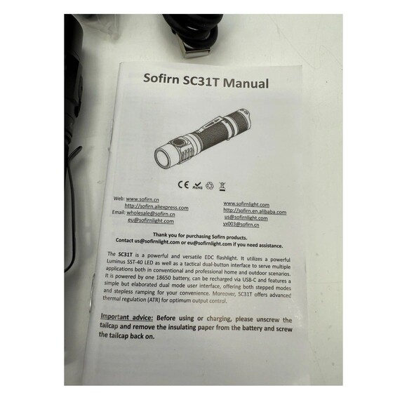 Sofirn SC31T USB Rechargeable Flashlight 2000 Lumens 6500K LED Camping Hiking - Picture 13 of 14
